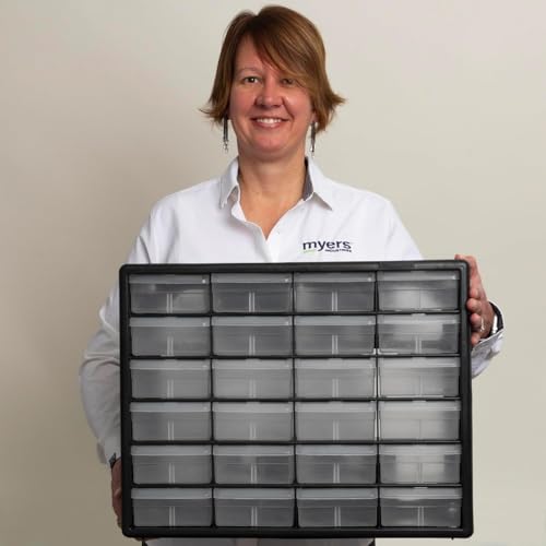 24 Drawer Plastic Storage Cabinet (Red / 24 Drawer / 1 Pack)