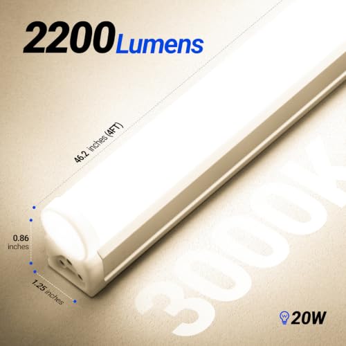 6 Pack LED T5 Integrated Single Fixture (3000k Warm White / 4 Feet-6 Power Cords)