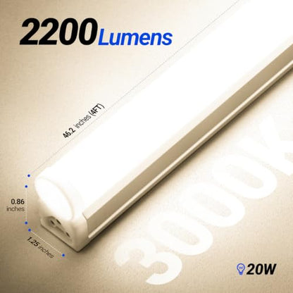 6 Pack LED T5 Integrated Single Fixture (3000k Warm White / 4 Feet-6 Power Cords)