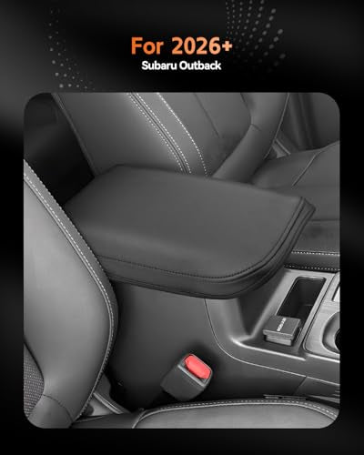 for 2026 Subaru Outback Center Console Cover Armrest Box Cover for 2026+ Outback Accessories Console Arm Rest Protector (2026+ Subaru Outback Thin Black Leather)