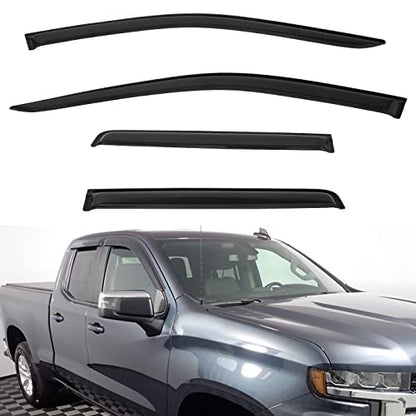 4pcs Window Visors Rain Guards for 19 (2019-2022 Silverado/Sierra 1500 Double Cab)