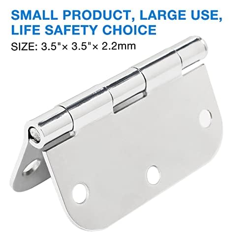 Rounded Door Hinges 3.5" X 3 1 (Polished Chrome-Rounded / 18 Pack)