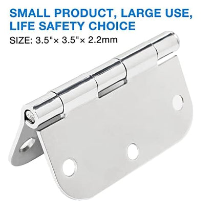 Rounded Door Hinges 3.5" X 3 1 (Polished Chrome-Rounded / 6 Pack-no squeak)