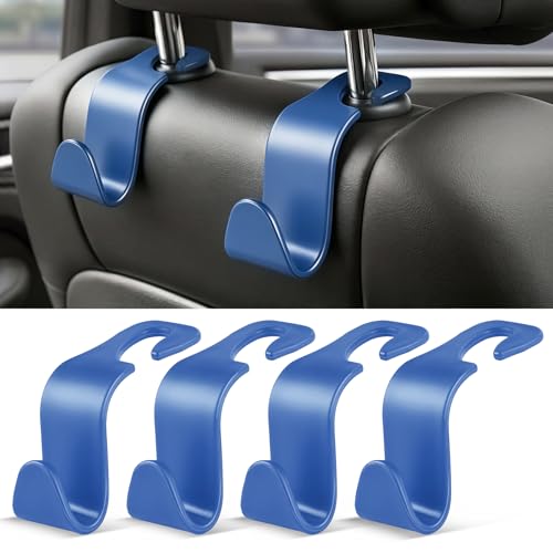 4 Pack Car Seat Headrest Hooks (4pc / Blue)
