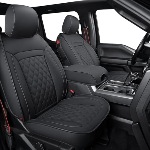 F150 Faux Leather Seat Covers Fit for 2015 ((2015-2026) Full Set / Black)