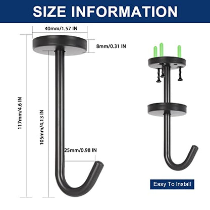 Coat Hooks Wall Mount Hooks for Hanging Hat Hurse Robe (Matte Black / 4 Inch (Ceiling))