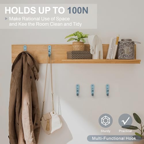 20 Pack Coat Hooks for Hanging (20pcs + Light Blue)