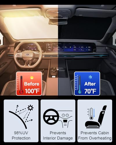 2026 Upgrade Foldable Front Windshield Sunshade fit for Ford Edge 2015 (Fit for Ford Edge 2015-2024)