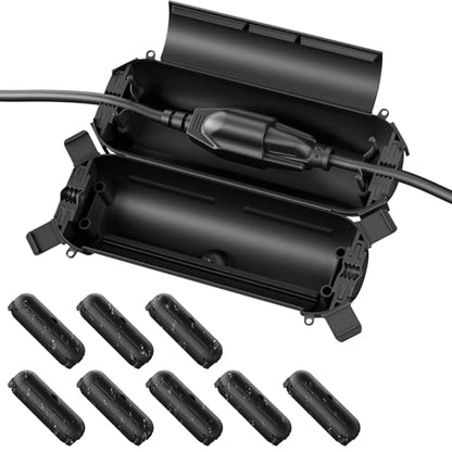 9 Pack] Flemoon Outdoor Extension Cord Safety Cover with Waterproof Seal (Black / Small Box: 5.3" L x 2" W x 2" H)