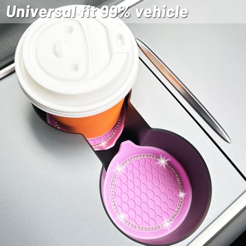 4pcs Bling Car Cup Holder Coaster (New Pink / 4pcs)