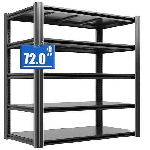 Metal Storage Shelving (Black / 5 Tier - (24"D x 48"W x 72"H))