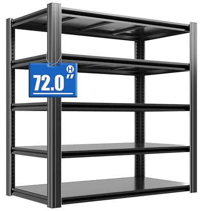 Metal Storage Shelving (Black / 5 Tier - (24"D x 48"W x 72"H))