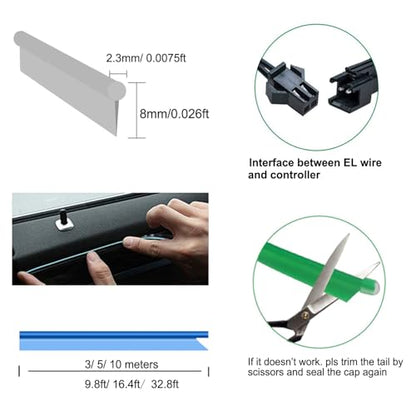 El Wire Mutilcolor Interior Car LED Strip Lights (Mutilcolor / 3 M)