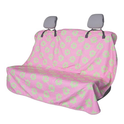 Back Seat Cover for Car Trucks Van SUV Jeep (Rear Bench Seat Towel / Flower and Pink)