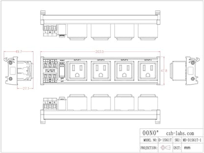 DIN Rail Mount AC 120V NEMA 5 (D-1561T)