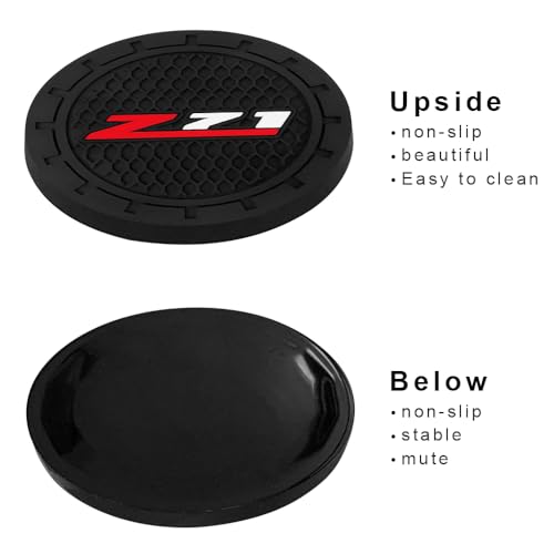 Car Cup Holder Coaster for Chevrolet Z71 Colorado Silverado Series Recessed Silicone Cupholder Coaster Interior Accessories 2.75in 2Pieces Black (Black-a9)