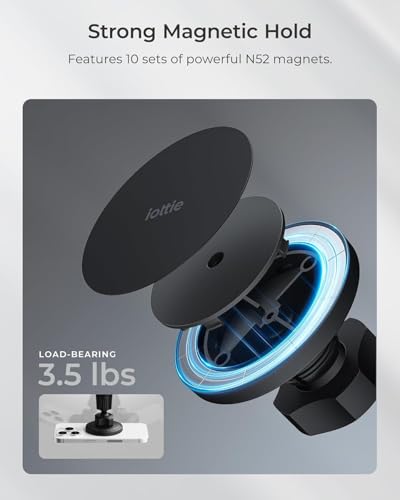 iTap 3 Magnetic Air Vent Car Mount Phone Holder with Magnetic Ring Adapter. Compatible with iPhone (Air Vent Mount)