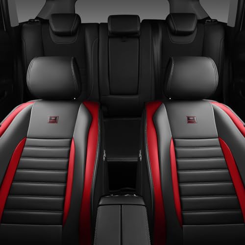 Nappa Leather Car Seat Covers Front Seats (Black Red / Front Seats)