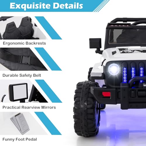 Kids Ride on Car Truck with 2.4G Remote Control (White)