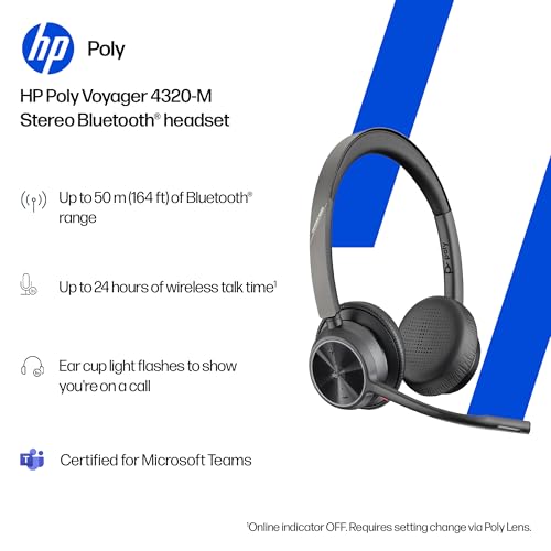 Poly Voyager 4320 UC Wireless Headset & Charge Stand (Headset + Charge Stand, Teams Version)