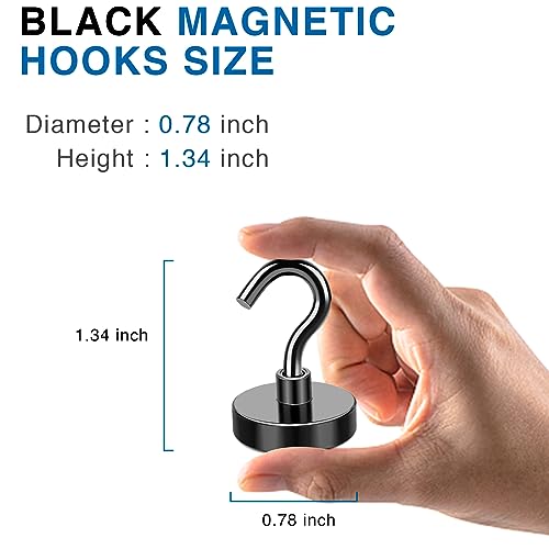 Magnetic Hooks Magnet Hook for Cruise Cabins 50LBS Essentials 6P (Black / 0.78in)