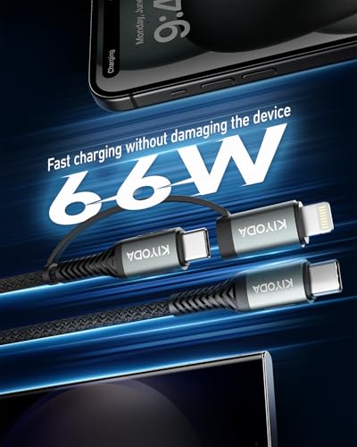 Coiled USB C to Lightning Cable 3FT (3FT - 1Pack / 2in1 USB C and Lightning / Black)
