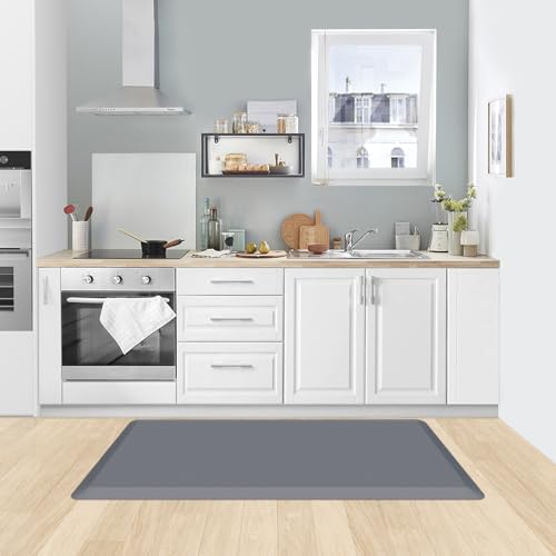 0.8" Thick Kitchen Mat Cushioned Anti Fatigue Rug Comfort Floor Mats (Grey / 54"L x 22"W x 0.8"Th)