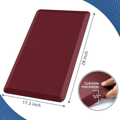 Kitchen Mat Cushioned Anti Fatigue Rug Standing and Comfort Floor Mats (Red / 28"L x 17.3"W x 0.5"Th)