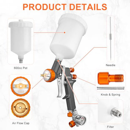 HVLP Air Spray Paint Gun Kit 1.4 (Premium Nozzles Set)