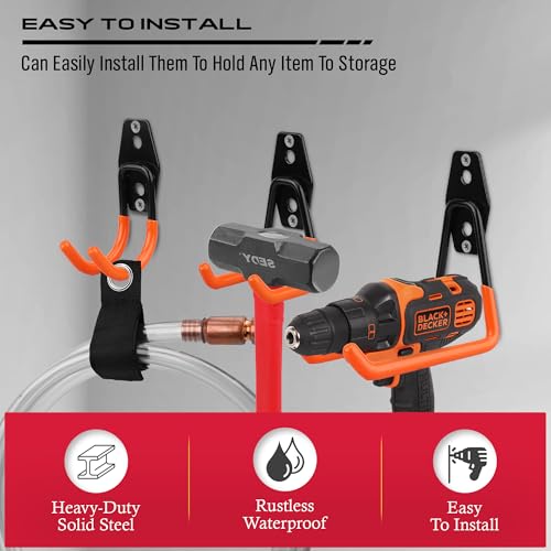 15 Piece Garage Wall Hooks with 3 Extension Straps (15-Pack Hooks + 3 Straps（orange）)