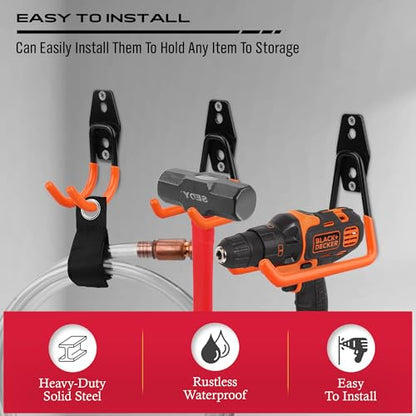 15 Piece Garage Wall Hooks with 3 Extension Straps (15-Pack Hooks + 3 Straps（orange）)