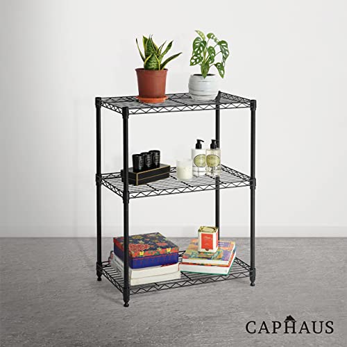 3/4/5-Tier Adjustable Height Wire Shelving Unit, Metal Steel Storage Shelve, Rack Shelving, Garage Shelving Storage Organizer, Utility Storage Shelf, 3-Tier Without Wheels, Black (3-tier / No Wheel)