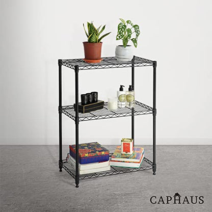 3/4/5-Tier Adjustable Height Wire Shelving Unit, Metal Steel Storage Shelve, Rack Shelving, Garage Shelving Storage Organizer, Utility Storage Shelf, 3-Tier Without Wheels, Black (3-tier / No Wheel)