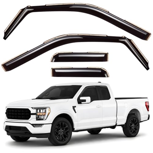 Window Deflectors Smoke Tinted in (For F150 21-26 SuperCab)