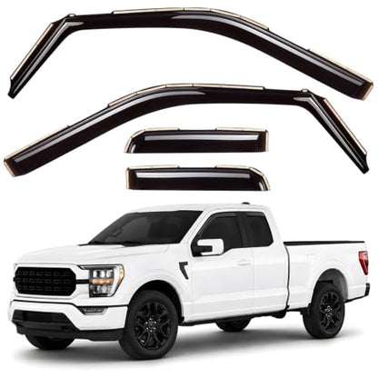 Window Deflectors Smoke Tinted in (For F150 21-26 SuperCab)