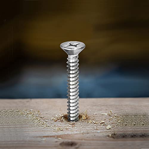 12 x 1-1/2" Wood Screw 100Pcs 18-8 (304) Stainless Steel Screws Flat Head Phillips Fast Self Tapping Drywall Screws by SG TZH (#12 x 1-1/2")