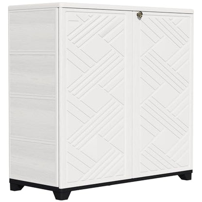 Indoor Outdoor Storage Cabinet Waterproof (Cabinet With 1 Shelf, White)