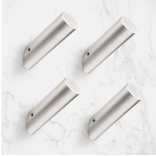 Towel Hooks Brushed Nickel SUS 304 (Brushed Nickel-Round / 4 Pack)