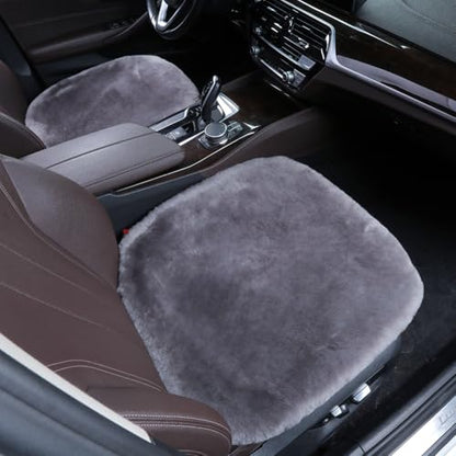 2 Pack Fuzzy Sheepskin Car Seat Covers for Soft Fur Wool Cushions (Misty Gray)