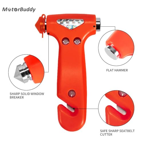 2 Pack Car Safety Hammer Seatbelt Cutter (Red)