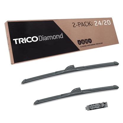 Diamond 24" + 20" Super Premium Automotive Replacement Windshield Wiper Blades (24" + 20" Pair Pack / Ultimate)