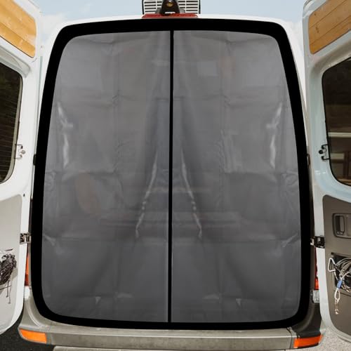 65''H x 65''W Van Bug Screen Universal Size Rear Door Window Covers with Magnetic Closure Car Window Screens for Camping Fits Standard Roof Mercedes Sprinter Ford Transit and RAM Promaster (Rear Door,65''(H) x 65''(W))