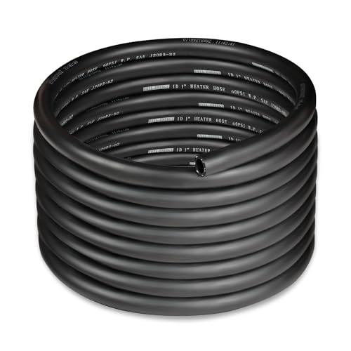 1" Heater Hose Coolant Radiator Straight 60PSI SAE 20R3 20FT Black (1 20FT)