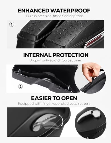 Motorcycle Saddlebags Hard Saddle Bags For Harley Touring 2014 (Standard-Matte Black)