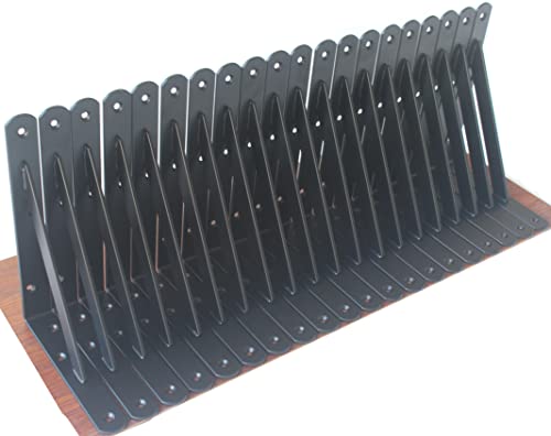 24 Pack L8 x H 6" Black Heavy Duty Shelf Brackets with Screws Metal Shelf Brackets Shelf Support Angle Brackets for Shelves L Brackets Heavy Duty Floating Shelf (24 Pack-Black / 8''x6'')