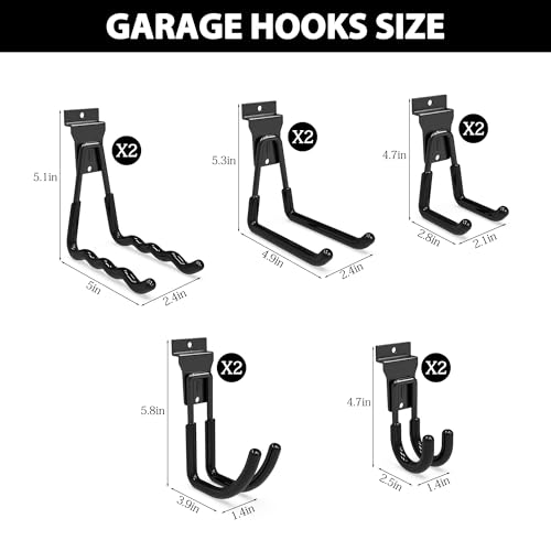 Slatwall Hooks 10 Pack Heavy Duty Multi Sizes (Black / 10)