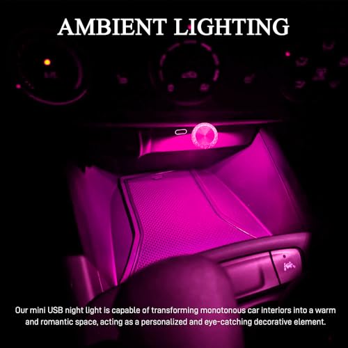 4PCS USB LED Car Interior Atmosphere Lamp (Pink Purple)