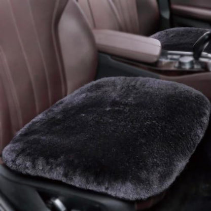 Genuine Sheepskin Car Seat Cover for Fuzzy Soft Fur Wool Cushion (Carbon Black)