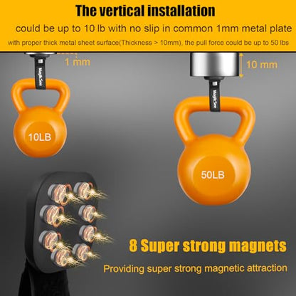 2 Pack Heavy Duty Magnetic Hook Straps for Extension Cords (Black-8:2 Pcs)