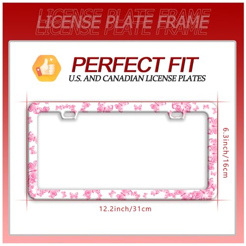 Pink Butterfly Animal Stainless Steel License Plate Frame for US Cars Decor (Pink Butterfly)